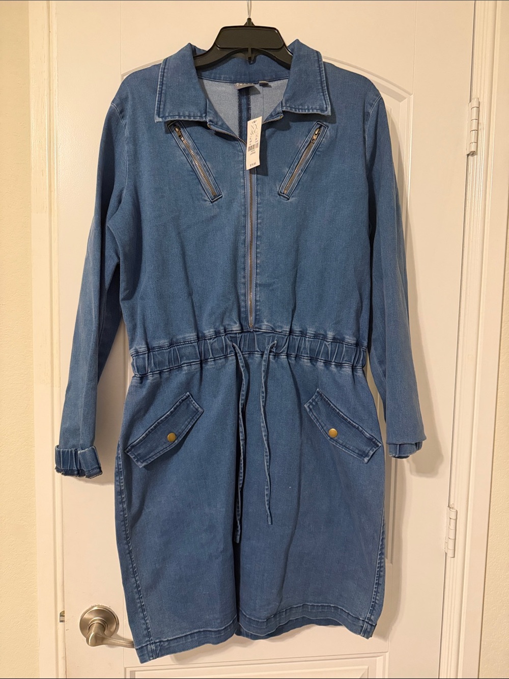 Soho Blue Denim Drawstring Jacket Dress